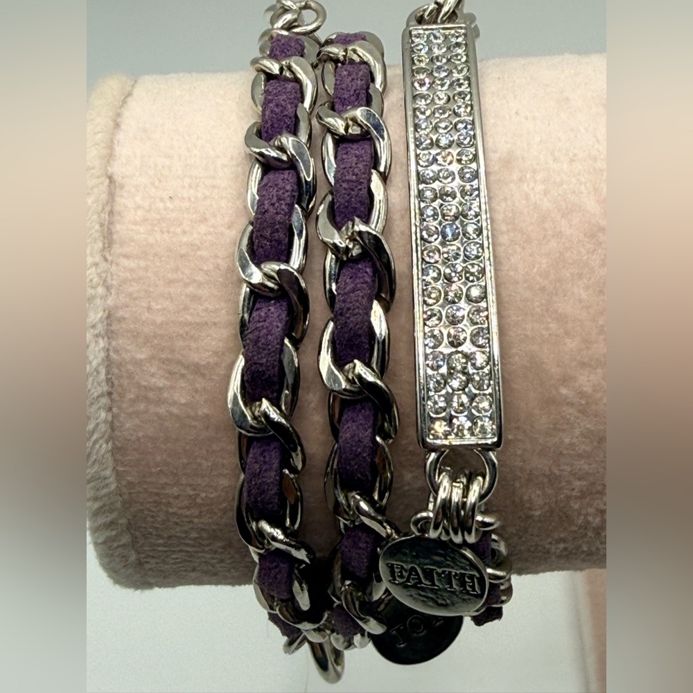 Premier Designs Playful Purple & Silver Wrap Bracelet - Picture 2 of 7
